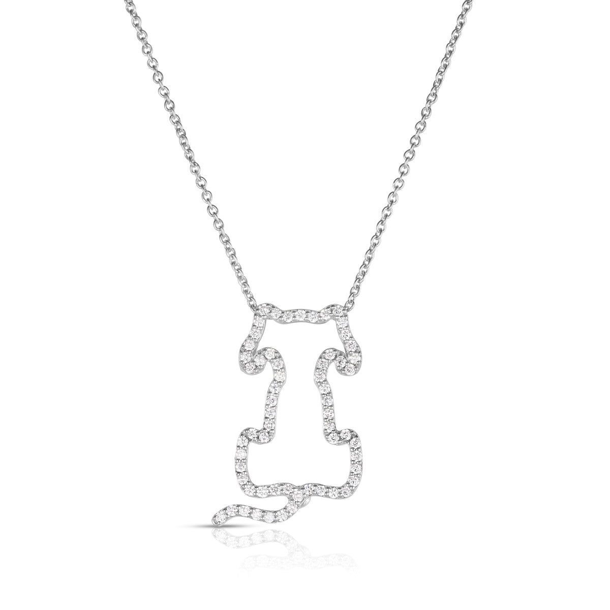 18k White Gold Tiny Treasures Diamond Outlined Dog Necklace