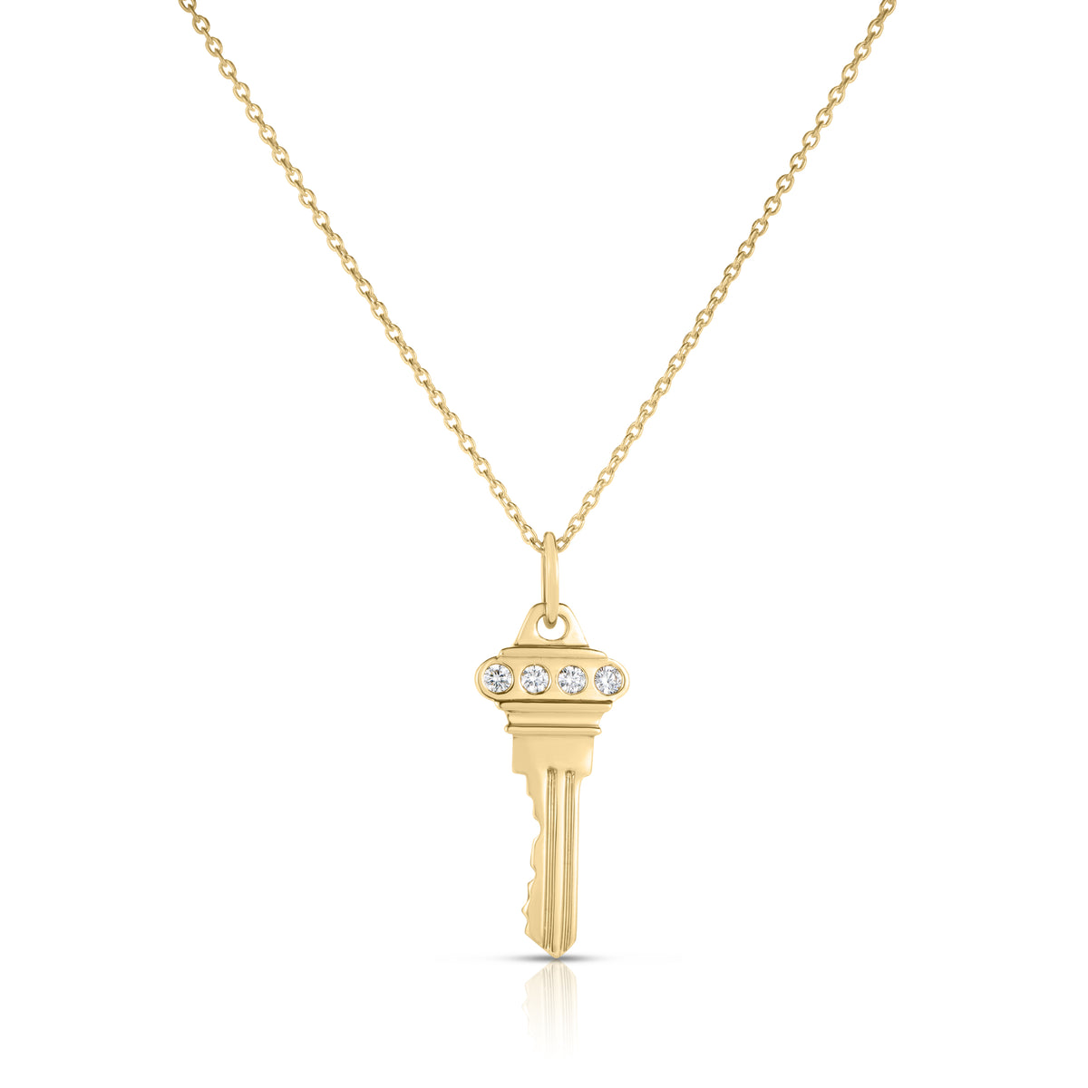 18k Yellow Gold Tiny Treasures Diamond Accent Key Necklace