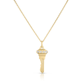 18k Yellow Gold Tiny Treasures Diamond Accent Key Necklace thumbnail