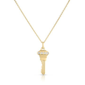 18k Yellow Gold Tiny Treasures Diamond Accent Key Necklace