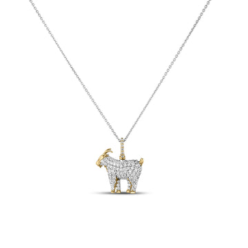 18K Yellow/White Gold Tiny Treasures Diamond Goat Necklace