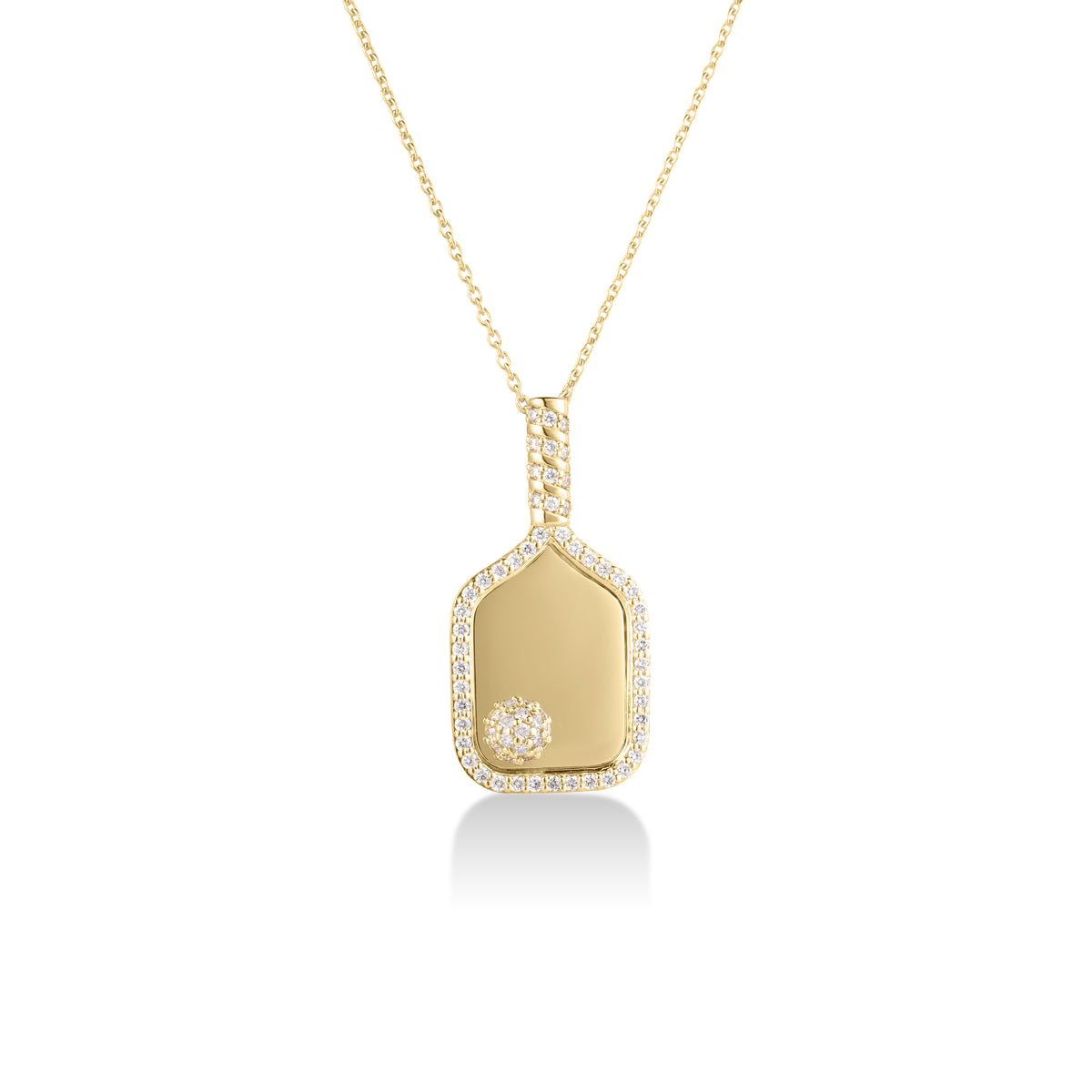 18k Yellow Gold Tiny Treasures Diamond Pickleball Racket & Ball Necklace