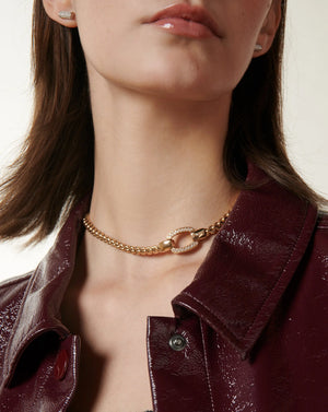 EKA Necklace with Diamonds in 18K Yellow Gold