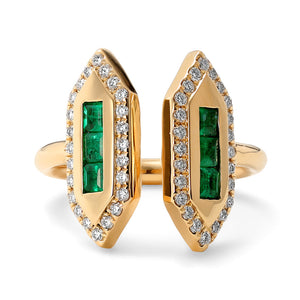 Pharaoh Emerald and Diamond Ring