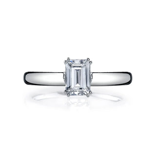 18K White Gold 2ct Emerald Slim Solitaire Engagement Ring Setting, 2.2mm thumbnail
