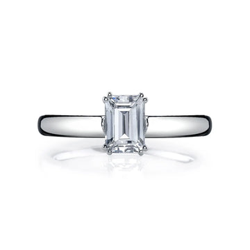 18K White Gold 2ct Emerald Slim Solitaire Engagement Ring Setting, 2.2mm