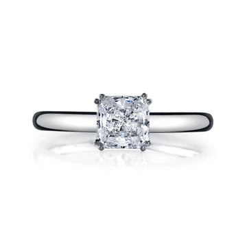 18K White Gold 2ct Asscher Slim Solitaire Engagement Ring Setting, 2.2mm