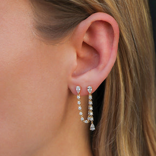 Isla Double Piercing Loop Earring with Diamond Chain Drop thumbnail