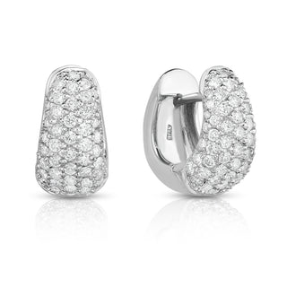 18k White Gold Classic Diamond Pave Huggy Hoops thumbnail