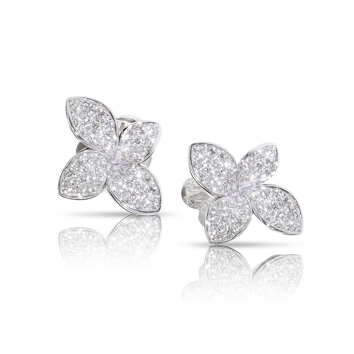 Petit Garden Small Flower Earrings - White Gold