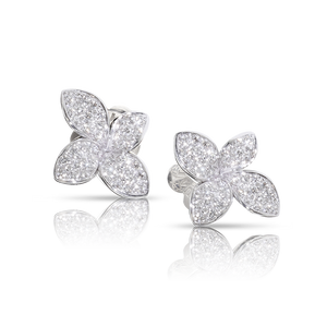 Petit Garden Small Flower Earrings - White Gold