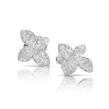 Petit Garden Small Flower Earrings - White Gold