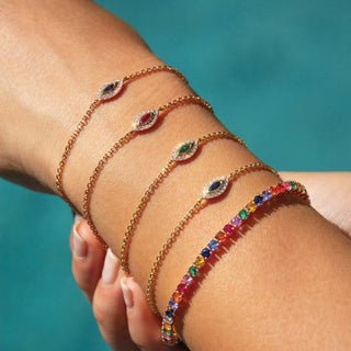 Emerald Evil Eye Chain Bracelet thumbnail