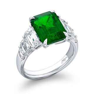 JB Star Platinum Emerald and Diamond Ring - 1683/011 thumbnail