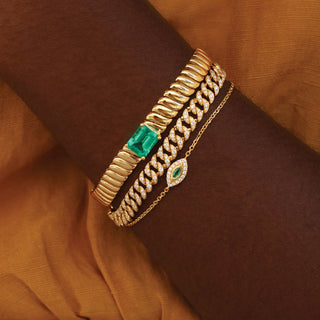 Emerald Evil Eye Chain Bracelet thumbnail
