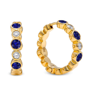 Bubbly Sapphire and Diamond Mini Hoop Earrings thumbnail