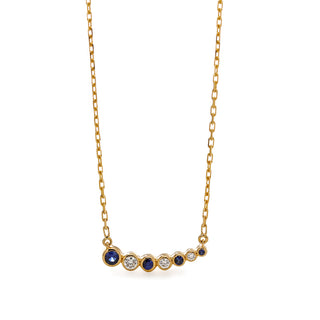 Bubbly Curved Sapphire and Diamond Necklace thumbnail