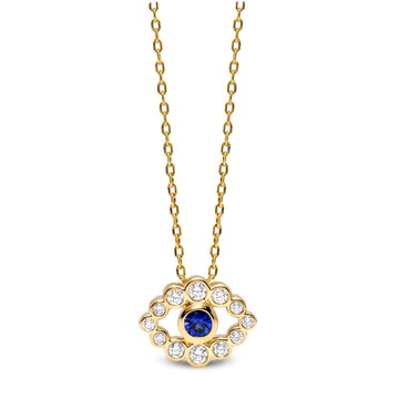 Bubbly Evil Eye Sapphire and Diamond Pendant