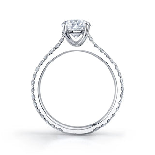 18K White Gold 0.5ct Slim Round Diamond U-Prong Micro Pave Engagement Ring Setting Set, 0.25ct G-H, VS thumbnail