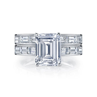 Platinum 2ct Emerald-Cut Diamond and Baguette Diamond Channel-Set Engagement Ring Setting Set, 2.05ct G-H, VS thumbnail
