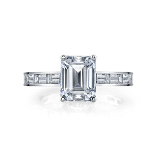 Platinum 2ct Emerald-Cut Diamond and Baguette Diamond Channel-Set Engagement Ring Setting Set, 2.05ct G-H, VS thumbnail