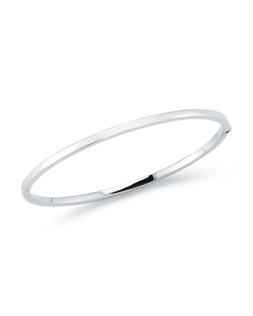 18k White Designer Gold Oval Bangle