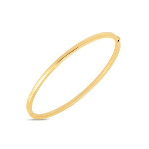 18K Designer Gold Oval Bangle