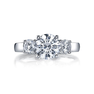 18K White Gold 1ct Slim Round Diamond Three Stone Engagement Ring Setting, 1ct G-H, VS thumbnail