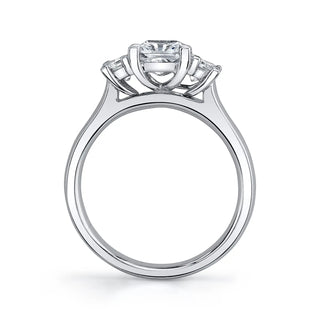 18K White Gold 1.5ct Emerald-Cut Diamond Three Stone Engagement Ring Setting, 0.75ct G-H, VS thumbnail