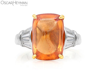 Platinum & Yellow Gold Spessartite Garnet Garnet Diamond Ring thumbnail