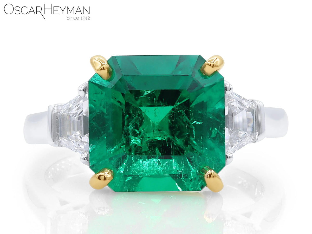 Platinum & Yellow Gold Emerald Diamond Ring