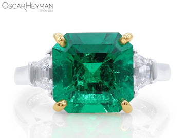 Platinum & Yellow Gold Emerald Diamond Ring