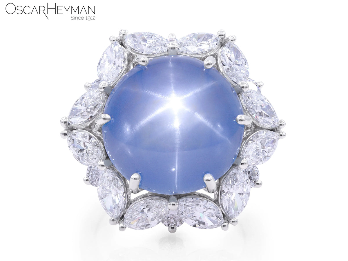 Platinum Star Sapphire Sapphire Diamond Ring
