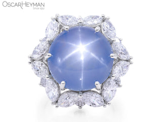 Platinum Star Sapphire Sapphire Diamond Ring thumbnail