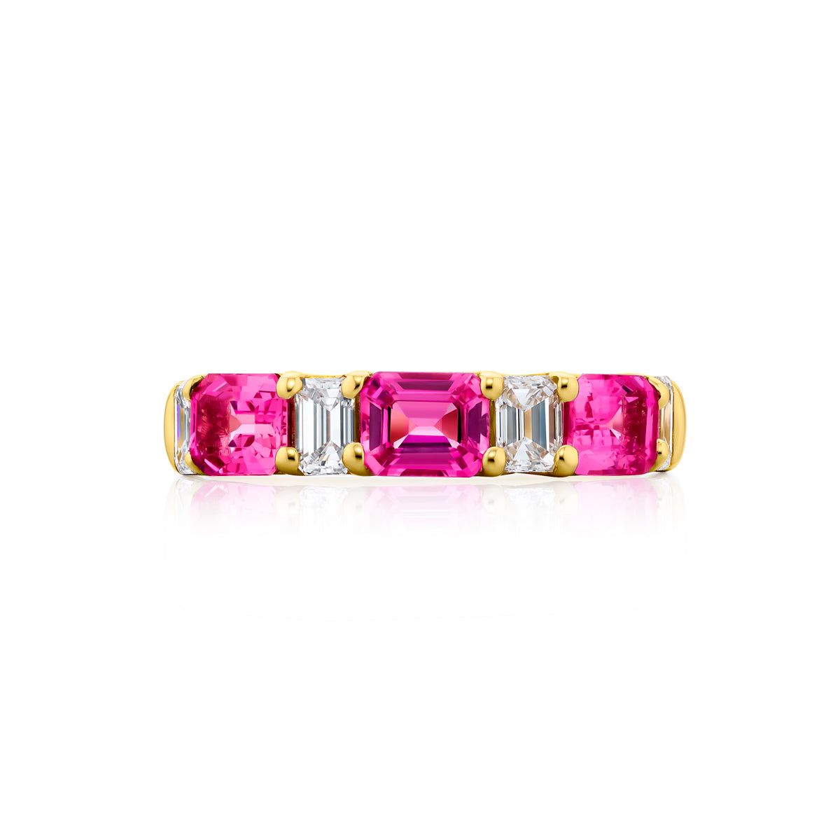 JB Star 18K Yellow Gold Pink Sapphire and Diamond Ring - 3249/007