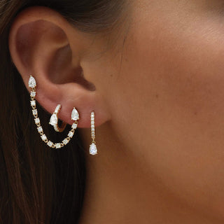 Double Piercing Pear Diamond Loop Earring thumbnail