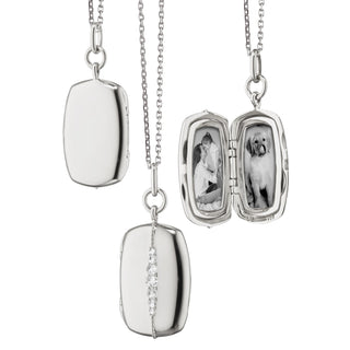 SLIM RECTANGLE "KATE" STERLING SILVER LOCKET NECKLACE thumbnail