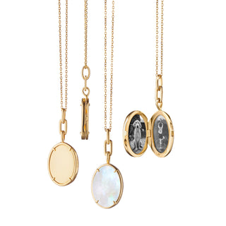"ELLE" STONE SLIM 18K YELLOW GOLD LOCKET NECKLACE thumbnail
