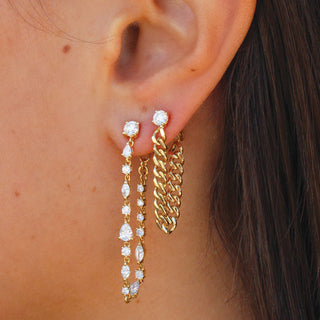 Round Diamond Cuban Link Loop Earring thumbnail