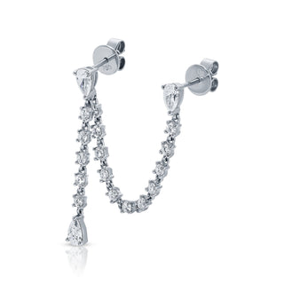 Isla Double Piercing Loop Earring with Diamond Chain Drop thumbnail