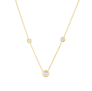 18k Yellow Gold Diamonds By The Inch Mixed Size Three Station Necklace thumbnail