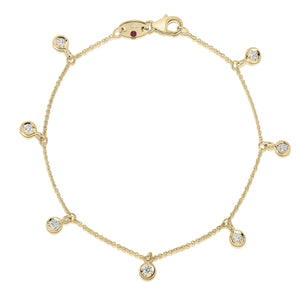 18K Gold Diamonds By The Inch Dangling 7 Station Bracelet