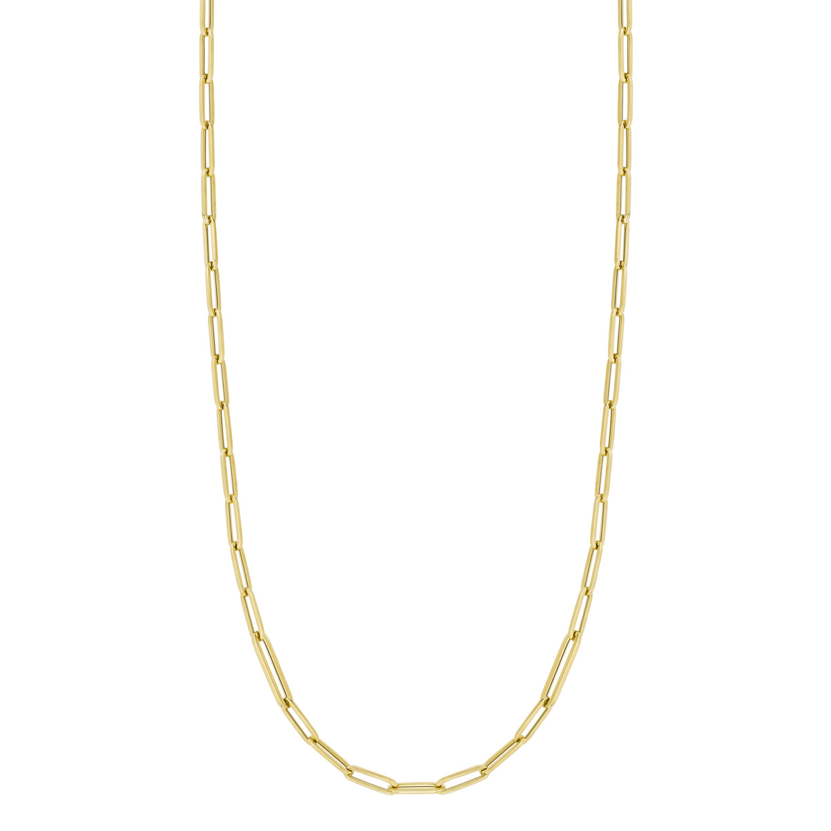 18k Yellow Designer Gold Alternating Size Paperclip Link Necklace