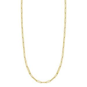 18k Yellow Designer Gold Alternating Size Paperclip Link Necklace