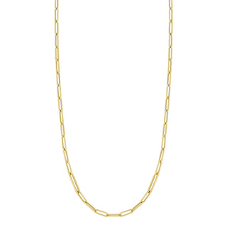 18k Yellow Designer Gold Alternating Size Paperclip Link Necklace thumbnail