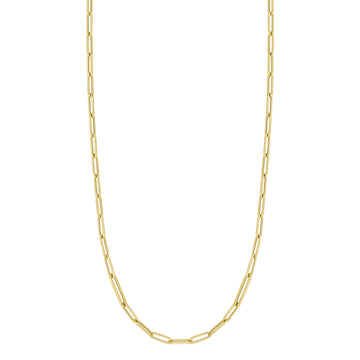 18k Yellow Designer Gold Alternating Size Paperclip Link Necklace