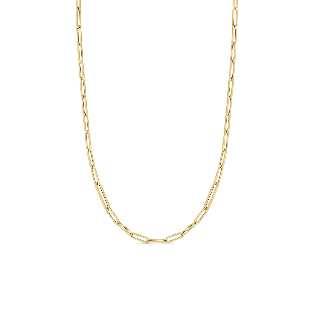 18K Designer Gold Alternating Size Paperclip Link 34 Inch Chain