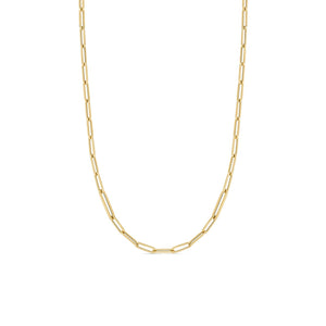 18K Designer Gold Alternating Size Paperclip Link 34 Inch Chain