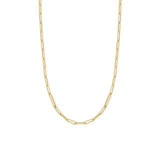 18K Designer Gold Alternating Size Paperclip Link 34 Inch Chain thumbnail
