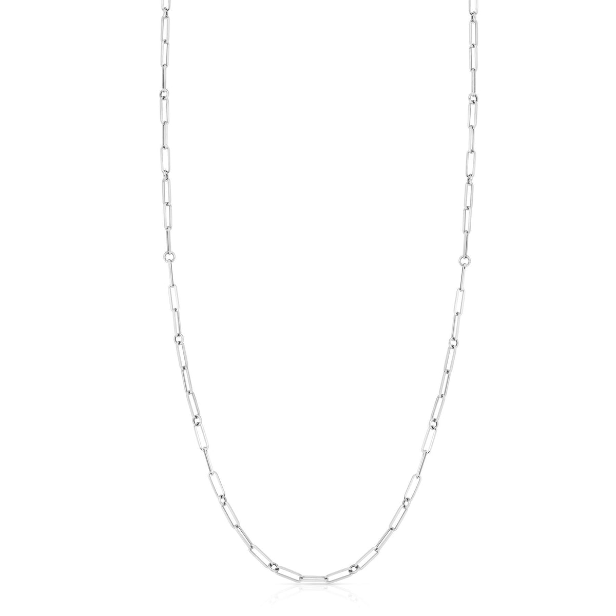 18K Designer Gold Paperclip & Round Link 17 Inch Chain